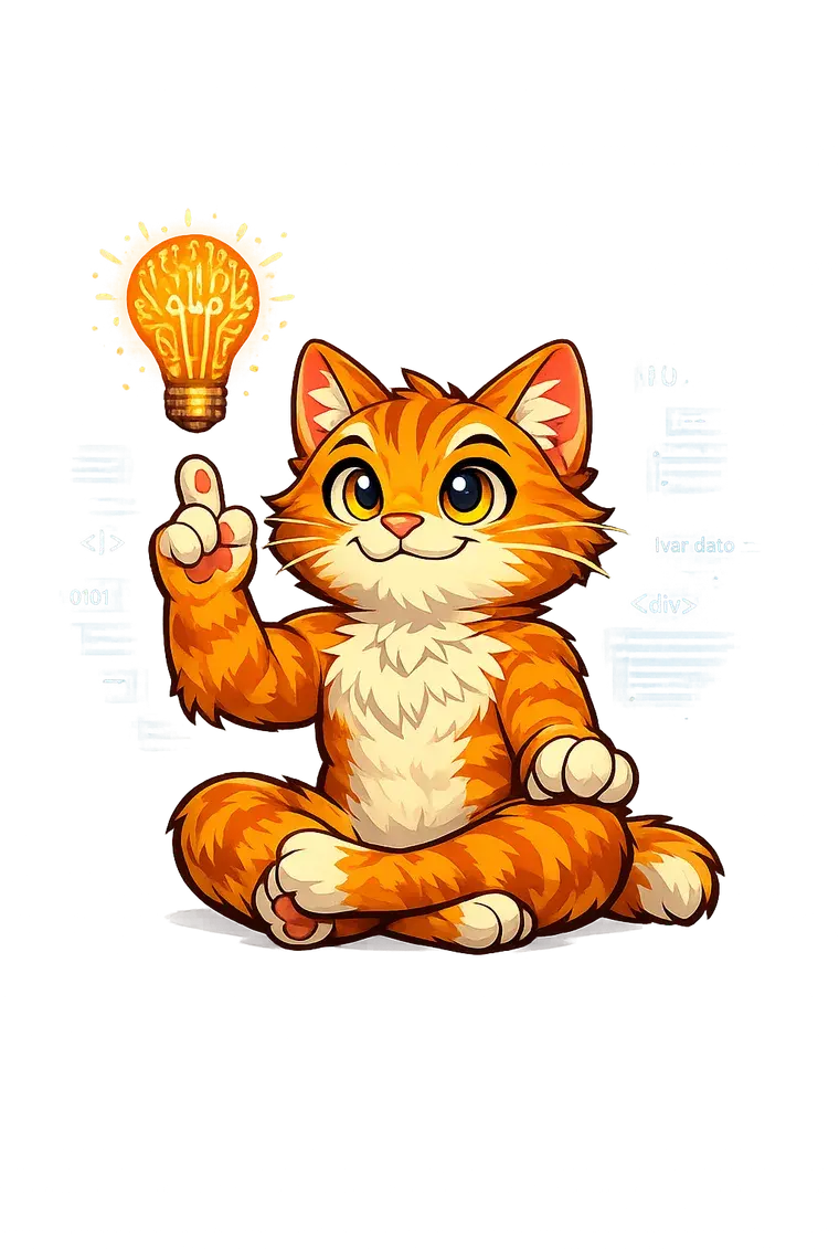 The Orange Cat mascot holding a light bulb