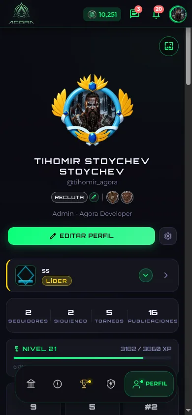 Agora app Profile screen